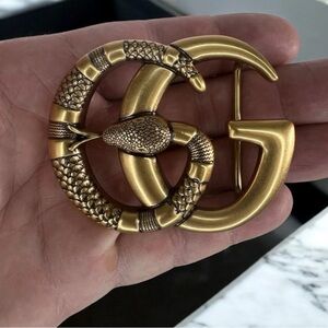 Vintage GUCCI GG Solid Brass Snake Belt Buckle fits 1.5” belt strap (excellent)